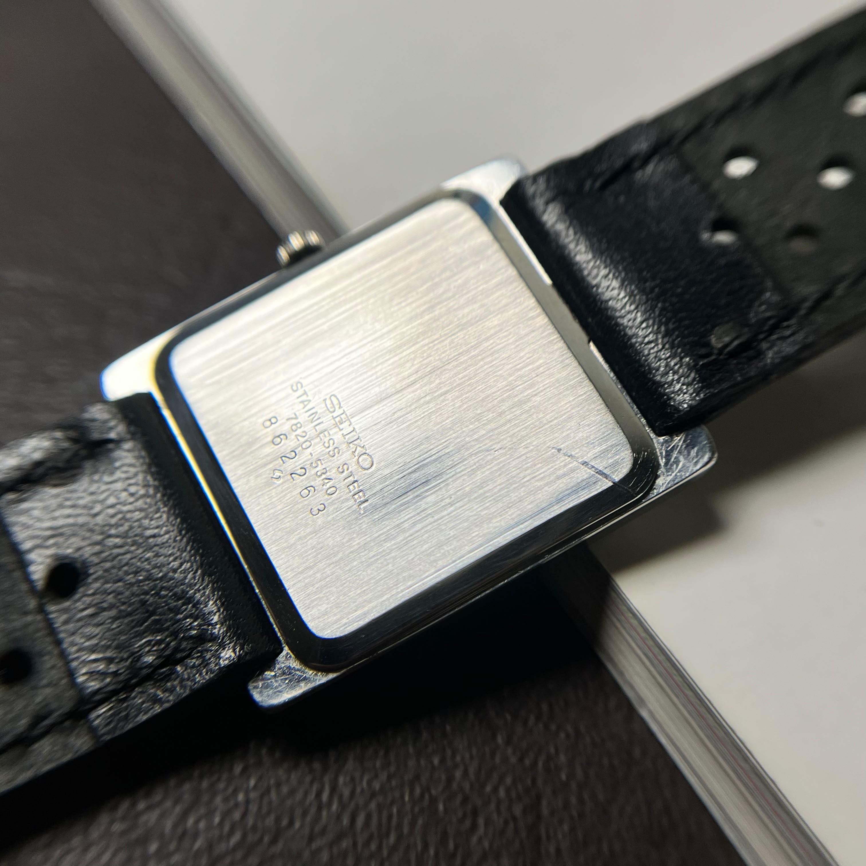Seiko Chariot Rectangular Shiruken Patina DeepBlue Dial 1980's Galeri 4